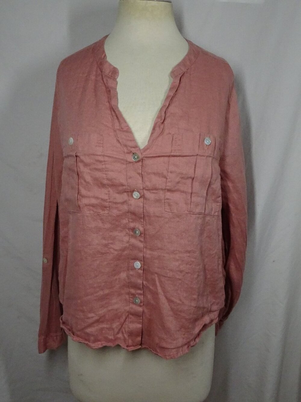 Isaac Mizrahi New York Button Up Top 100% Linen Size XL